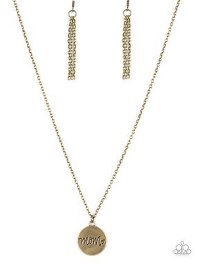 Paparazzi Mom Brass Necklace and Earrings Set (NS174)